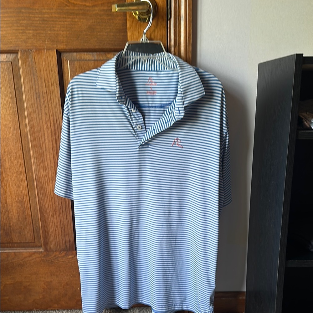 Rhoback Blue and White Striped Polo Shirt